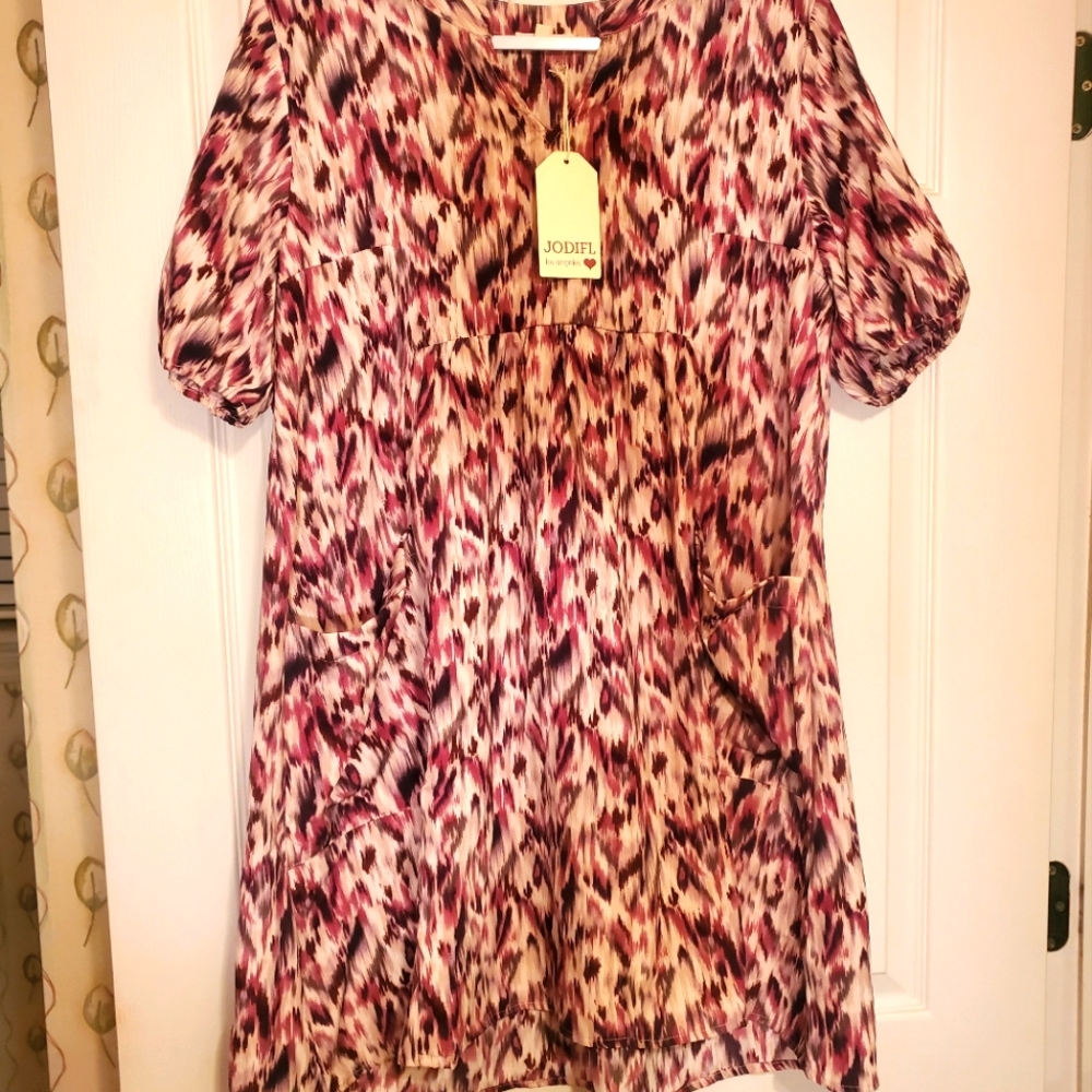 Jodifl NWT Large Sangria Purple Multi Color A line Dress